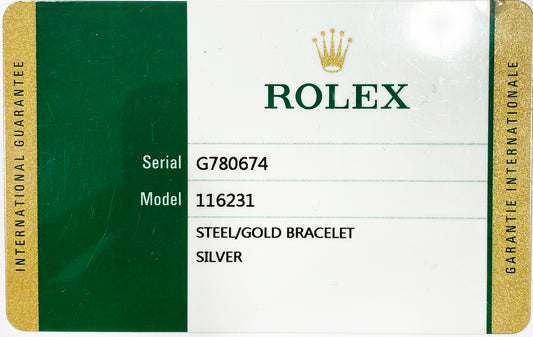 Rolex Ref #116231 Serial #G780674