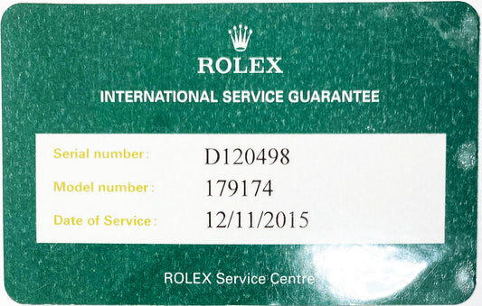 Rolex Ref #179174 Serial #D120498