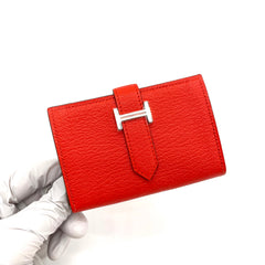 HERMES Chevre Mysore Mini Bearn Wallet Rouge De Coeur HERMES Chevre Mysore Mini Bearn Wallet Rouge De Coeur