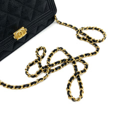 CHANEL Caviar Quilted Boy Wallet On Chain WOC Black