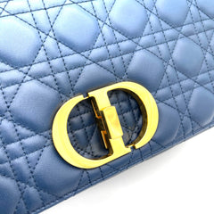 CHRISTIAN DIOR Lambskin Cannage Gradient Large Caro Bag Indigo Blue