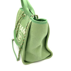 CHANEL Mixed Fibers Small Deauville Tote Green 2023 CHANEL Mixed Fibers Small Deauville Tote Green 2023