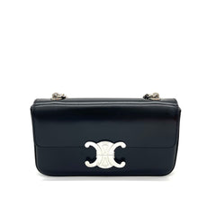 CELINE Shiny Calfskin Triomphe Chain Shoulder Bag Black CELINE Shiny Calfskin Triomphe Chain Shoulder Bag Black
