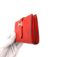HERMES Chevre Mysore Mini Bearn Wallet Rouge De Coeur HERMES Chevre Mysore Mini Bearn Wallet Rouge De Coeur