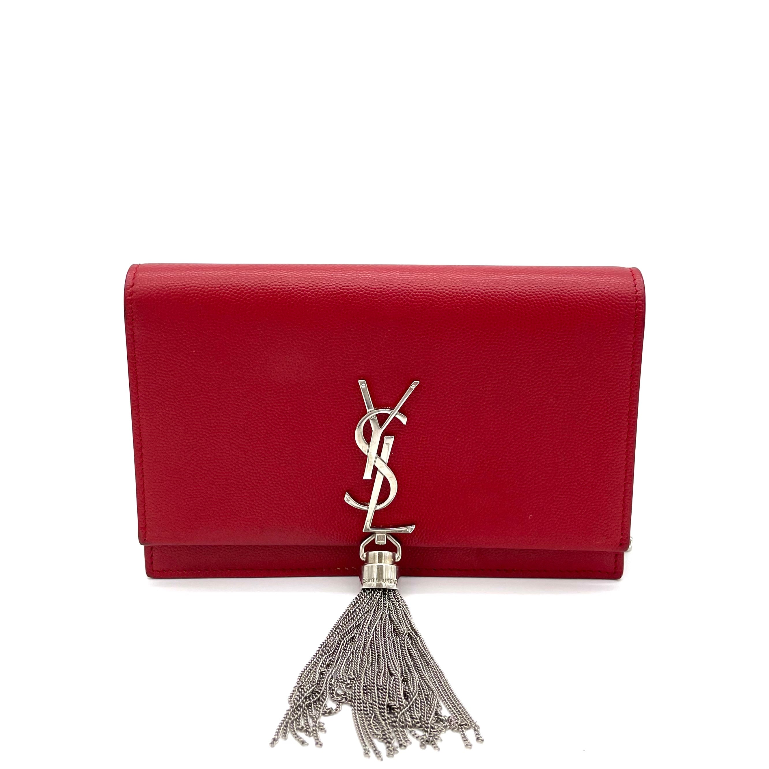 Ysl red best sale clutch with chain