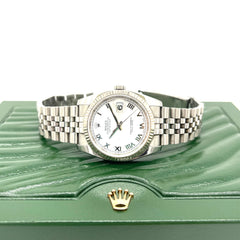 Rolex Datejust 116234 Steel & White Gold Jubilee 36mm White Roman Dial Watch Rolex Datejust 116234 Steel & White Gold Jubilee 36mm White Roman Dial Watch