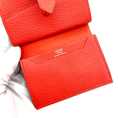 HERMES Chevre Mysore Mini Bearn Wallet Rouge De Coeur HERMES Chevre Mysore Mini Bearn Wallet Rouge De Coeur