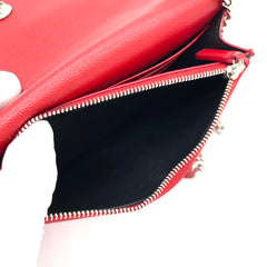 SAINT LAURENT 텍스처 가죽 스몰 클래식 모노그램 케이트 태슬 사첼 레드 SAINT LAURENT 텍스처 가죽 스몰 클래식 모노그램 케이트 태슬 사첼 레드