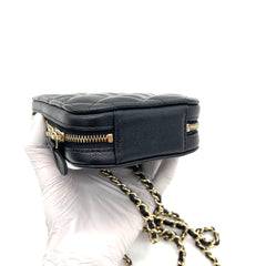 CHANEL Zip Around Phone Case Chain Shoulder Bag – Black Grained Calfskin CHANEL Zip Around Phone Case Chain Shoulder Bag – Black Grained Calfskin