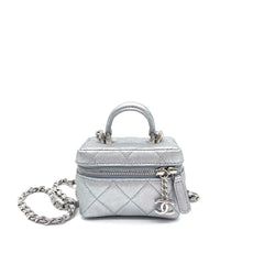 Chanel 21S Metallic Silver Micro Vanity Grained Calfskin SHW Chanel 21S Metallic Silver Micro Vanity Grained Calfskin SHW