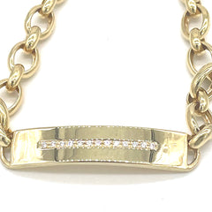 18k Gold & Diamond Chain Heart Bracelet