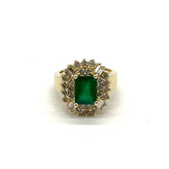14k Yellow Gold Emerald Diamonds Ring 14k Yellow Gold Emerald Diamonds Ring