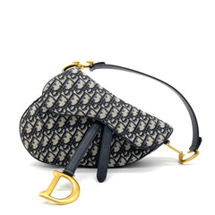 CHRISTIAN DIOR Oblique Saddle Bag Blue CHRISTIAN DIOR Oblique Saddle Bag Blue