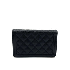 CHANEL Caviar Quilted Boy Wallet On Chain WOC Black