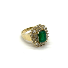14k Yellow Gold Emerald Diamonds Ring 14k Yellow Gold Emerald Diamonds Ring