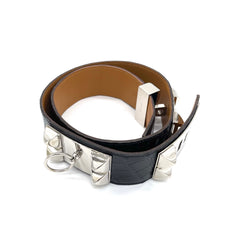 Hermès Black Crocodile Collier de Chien Belt 90(Repaired to size 85)