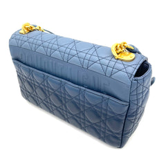 CHRISTIAN DIOR Lambskin Cannage Gradient Large Caro Bag Indigo Blue