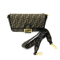 FENDI Baguette Brown FF jacquard fabric bag FENDI Baguette Brown FF jacquard fabric bag