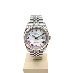 Rolex Datejust 116234 Steel & White Gold Jubilee 36mm White Roman Dial Watch Rolex Datejust 116234 Steel & White Gold Jubilee 36mm White Roman Dial Watch