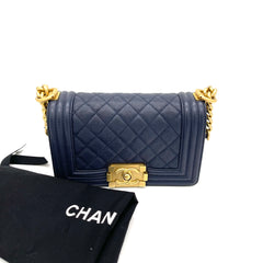 CHANEL Caviar Quilted Small Boy Flap Navy 2018