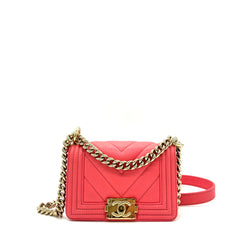 CHANEL Caviar Chevron Quilted Small Boy Flap Pink with Gold Hardware CHANEL Caviar Chevron Quilted Small Boy Flap Pink with Gold Hardware