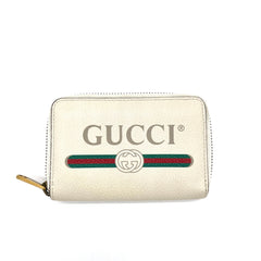 GUCCI
Calfskin Logo Zip Around Card Case White