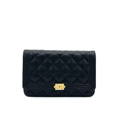 CHANEL Caviar Quilted Boy Wallet On Chain WOC Black CHANEL Caviar Quilted Boy Wallet On Chain WOC Black