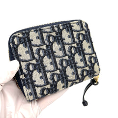 CHRISTIAN DIOR Oblique Zip Coin Pouch Blue CHRISTIAN DIOR Oblique Zip Coin Pouch Blue