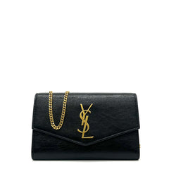 Saint Lauren Uptown Chain Wallet in Grain De Poudre Embossed Learher Saint Lauren Uptown Chain Wallet in Grain De Poudre Embossed Learher