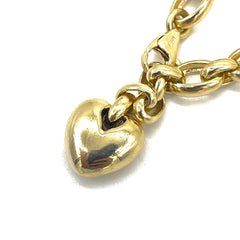 18k Gold & Diamond Chain Heart Bracelet