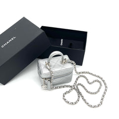 Chanel 21S Metallic Silver Micro Vanity Grained Calfskin SHW Chanel 21S Metallic Silver Micro Vanity Grained Calfskin SHW