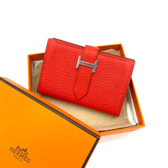 HERMES Chevre Mysore Mini Bearn Wallet Rouge De Coeur HERMES Chevre Mysore Mini Bearn Wallet Rouge De Coeur
