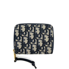 CHRISTIAN DIOR Oblique Zip Coin Pouch Blue CHRISTIAN DIOR Oblique Zip Coin Pouch Blue