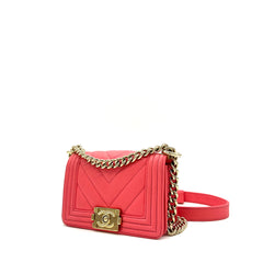 CHANEL Caviar Chevron Quilted Small Boy Flap Pink with Gold Hardware CHANEL Caviar Chevron Quilted Small Boy Flap Pink with Gold Hardware