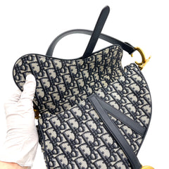 CHRISTIAN DIOR Oblique Saddle Bag Blue CHRISTIAN DIOR Oblique Saddle Bag Blue