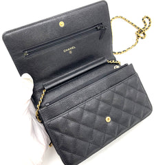 CHANEL Caviar Quilted Boy Wallet On Chain WOC Black CHANEL Caviar Quilted Boy Wallet On Chain WOC Black