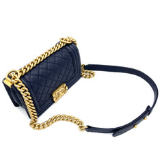 CHANEL Caviar Quilted Small Boy Flap Navy 2018