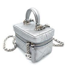 Chanel 21S Metallic Silver Micro Vanity Grained Calfskin SHW Chanel 21S Metallic Silver Micro Vanity Grained Calfskin SHW