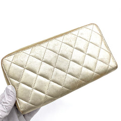 Chanel Long Zip Wallet, Gold Lambskin with Gold Hardware 2016-2017 Chanel Long Zip Wallet, Gold Lambskin with Gold Hardware 2016-2017