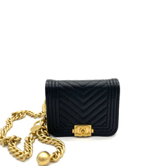 CHANEL Micro Chevron Boy Belt Bag – Black Caviar with Gold-Tone Hardware CHANEL Micro Chevron Boy Belt Bag – Black Caviar with Gold-Tone Hardware
