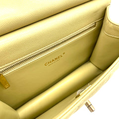 CHANEL Caviar Quilted Chain Flap Light Yellow 2023 CHANEL Caviar Quilted Chain Flap Light Yellow 2023