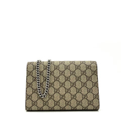 GG Supreme Monogram Mini Dionysus Chain Wallet Beige Taupe GG Supreme Monogram Mini Dionysus Chain Wallet Beige Taupe