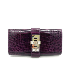 HERMES alligator medor clutch 23 purple clutches HERMES alligator medor clutch 23 purple clutches