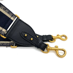 CHRISTIAN DIOR Canvas Embroidered Shoulder Strap Blue CHRISTIAN DIOR Canvas Embroidered Shoulder Strap Blue