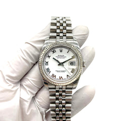 Rolex Datejust 116234 Steel & White Gold Jubilee 36mm White Roman Dial Watch Rolex Datejust 116234 Steel & White Gold Jubilee 36mm White Roman Dial Watch