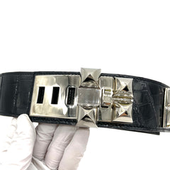 Hermès Black Crocodile Collier de Chien Belt 90(Repaired to size 85) Hermès Black Crocodile Collier de Chien Belt 90(Repaired to size 85)