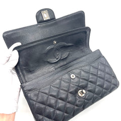 Chanel Classic Medium Double Flap Bag – Black Caviar Leather / Silver Hardware Chanel Classic Medium Double Flap Bag – Black Caviar Leather / Silver Hardware