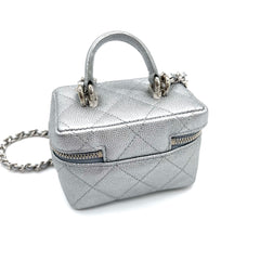 Chanel 21S Metallic Silver Micro Vanity Grained Calfskin SHW Chanel 21S Metallic Silver Micro Vanity Grained Calfskin SHW