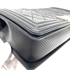 CHANEL Perforated Lambskin Quilted New Medium Boy Flap Black 2014 CHANEL Perforated Lambskin Quilted New Medium Boy Flap Black 2014