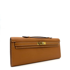 Hermes Gold Swift Leather Kelly Cut Clutch Hermes Gold Swift Leather Kelly Cut Clutch